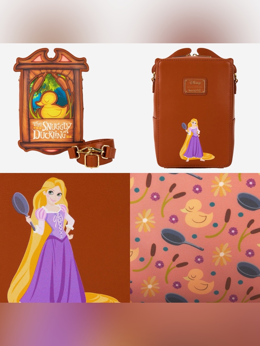 NWOT Loungefly Disney Tangled The Snuggly.
Duckling Crossbody Bag